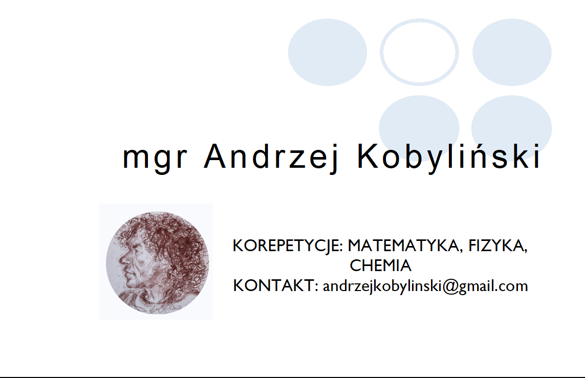 Wizytówka: mgr Andrzej Kobyliński — korepetycje z matematyki, fizyki i chemii